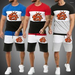 Men's Tracksuits Casual Sports Suit Beach Fashion Loose Short Sleeve Fitness Color Matching Jogging Sets