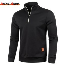 Mens Sweaters Spring Thicker Sweatshirts Half Zipper Pullover for Male Hoody Man Sweatshir Autumn Solid Color Turtleneck 230906