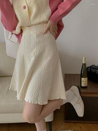 Skirts Korean Fashion High Waist Short Sweater Winter Autumn Knitted Pleated Skirt Female 2023 Stretch Mini Black Grey