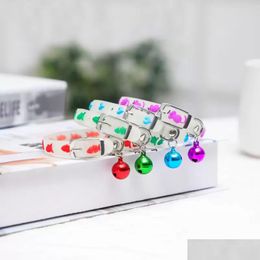 Dog Collars Leashes Stock Pet Glowing With Bells Glow At Night Dogs Cats Necklace Light Luminous Collar Anti-Lost Xu Drop Delivery Dhf8O