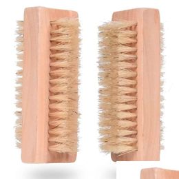 Bath Brushes Sponges Scrubbers Natural Boar Bristle Brush Wooden Nail Foot Clean Body Mas Scrubber Make Up Tools Drop Delivery Ho Dhkgf