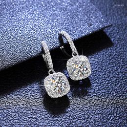 Dangle Earrings Moissanite S925 Sterling Silver Luxury 1 Carat D Colour Square Women's Wedding Gift