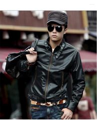 Men's Jackets Spring And Autumn 2023 Trendy Non-iron Motorcycle Leather Casual Short Collar Jacket Coat Thin