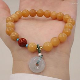 Link Bracelets Natural Yellow Chicken Grease Bodhi Seed Bracelet Buddha Beads Wholesale