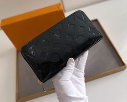 Fashion designer wallets luxury Zippy purse womens patent clutch Highs quality embossed flower letter coin purses men card holders original box dust bag