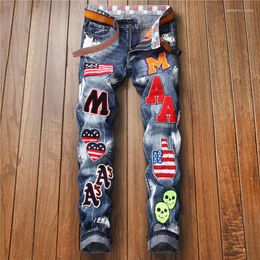 Men's Jeans Fashion 2023 AUTUMN Spring Hole Ripped Skinny Biker Destroyed Denim Trousers