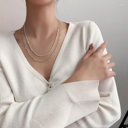 Choker ALLME Minimalist 2 Styles Bling Water Wave Chain Necklace For Women Silver Color Hollow Link Chains Necklaces Jewelry