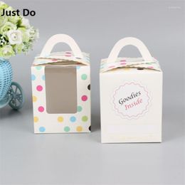 Gift Wrap 10pcs Transparent Window Portable One-hole Cup Cake Box Colorfu Dots Muffin Packaging With Inner Tray