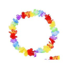 Decorative Flowers Wreaths 2021 10Pcs/Lot Hawaiian Style Colorf Leis Beach Theme Luau Party Garland Necklace Holiday Cool Drop Del Dh3Cf
