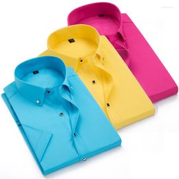 Men's Casual Shirts 2023 Summer Yellow Short-sleeved Shirt Young And Middle-aged Man's Business Groom Wedding