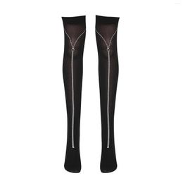 Women Socks Zipper Pattern For Halloween Masquerade Party Costume Over The Knee Sheer Stockings Womens Fishnet Sexy Lingerie