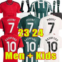 RASHFORD MOUNT 23 24 camisas de futebol B. FERNANDES GARNACHO HOJLUND MARTINEZ 2023 2024 CASEMIRO ANTONY EVANS REGUILON kit de futebol camisa homens crianças conjuntos meias uniforme