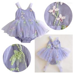 Girl Dresses Baby Girls Summer Romper Fashion Lace Flower Princess-Dress 0-2Y Toddler Skin-Friendly Tulle Jumpsuits Formal Dress