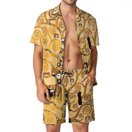 Men's Tracksuits Gustav Klimt Art Beach Men Sets Tree Of Life Casual Shirt Set Summer Design Shorts Two-piece Novelty Suit Big Size 2XL 3XL