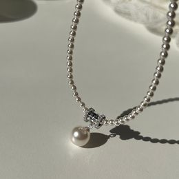 New Retro Minority Design Small Waist Pearl Necklace Women 925 Sterling Silver Light Luxury Clavicle Chain Fashion