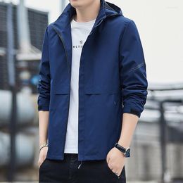 Men's Jackets BROWON Korean Fashion Men Jacket 2023 Casual Outerwear Solid Colour Sports Clothes Coats Spring And Autumn Hooded Coat