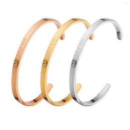 Bangle Fashionable And Versatile Cuff Bangles For Women Zircon Stainless Steel Bracelet FOREVEY LOVE Designer Jewellery 18k Gold