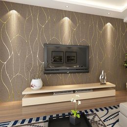 Wallpapers Roll Wallpaper Modern Simple Curve 3D High Grade Velvet Abstract Line Bedroom Living Room Background U122