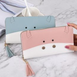 Wallets PU Wallet Women's Long Zipper Money Bag Small Fresh Fashionable Multifunctional Large Capacity Handheld Patch Color