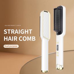 Hair Straighteners Multifunctional straightener brush electric heat comb curler hair fast Modelling tool 230906