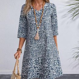 Casual Dresses Women Mini Dress Floral Printed V-neck Loose Fit Vintage Boho Style For Women's Autumn Party Comfortable