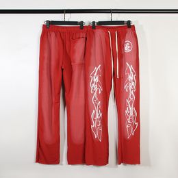 Mens Pants Winter Studio Red Flare Trousers Retro Men Women Old Letter Printed Casual Sweatpants