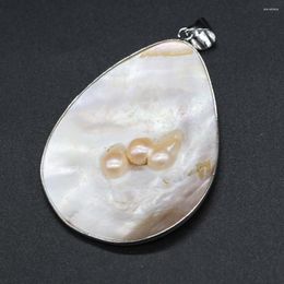 Pendant Necklaces Natural Mother Of Pearl Shell Charms Water Drop Shape For Women DIY Jewelry Making Necklace Gift 45x66mm