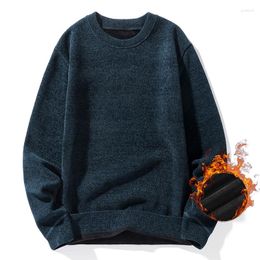 Men's Sweaters 2023 Winter Sweater Plus Velvet Warm Japanese Style Fashion For Oversize 7XL Top Pullover Black Solid Hip Hop Streetwear