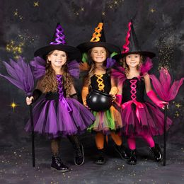 Special Occasions European and American Halloween Pair Dress Children s Costume Witch Cosplay Festival Performance Girl Up Suit 230906