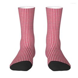 Men's Socks Red Plaid Checkered Style Dress Men Women Warm Funny Novelty Crew