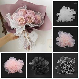 Gift Wrap 1 Roll Pearl Mesh Yarn Flowers Packaging Wave Edge Bouquet Material DIY Paper Wedding Valentine's Day