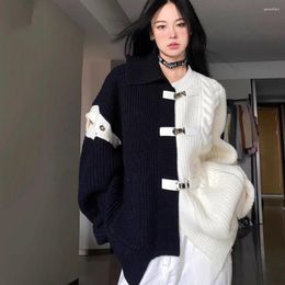 Women's Sweaters Fashion Oversized Cardigan Tops Women Clothing Irregular Streetwear Mujer Contrast Colour Casual Knitted Sweater Coat Y2k