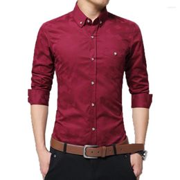 Men's Casual Shirts 2023 Arrival Fashion Jacquard Weave Shirt Long Sleeve Mens Clothing Trend Slim Fit Office 5XL