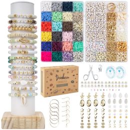 Clay Beads Bracelet 24 Colours Polymer Clay Beads Jewellery Making kit with Gift Pack Bohemian style DIY accessories kit