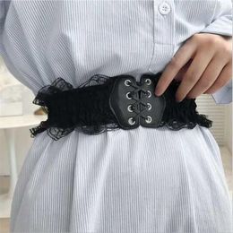 Belts White Lace Belt Women's Versatile Trim With Skirt Summer Elasticated Wide Corset Fashion Stretch Dress Waistband