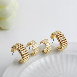 Stud Earrings 2pair Design Gold Color Metal C Shape For Women Fashion Geometric Circle Hoops Statement Piercing Jewelry