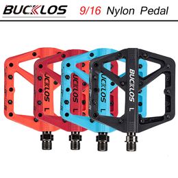 Bike Pedals BUCKLOS Bike Pedals Ultralight Nylon Bicycle Pedals Double Bearing Mountain Bike Pedal Anti-slip MTB Pedal Bicycle Part 230906