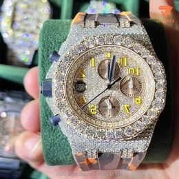 50c3 ICED Diamond Watch für Männer Hip-Hop Moissanite Schmuck Luxus Date Uhr Handgefertigte mechanische Lederuhr