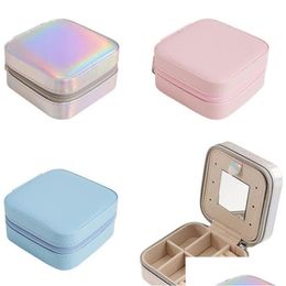 Jewelry Boxes Portable Travel Box Pu Leather Storage Organizer Case Double Layer Small For Necklace Ring Bracelet Drop Delivery Pack Otejm