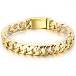 Link Bracelets Gold Tone Bracelet For Men Women 316L Stainless Steel Chain Bangle Jewellery Accessories Cuban 12mm 22cm Gift