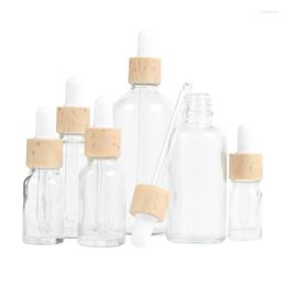 Storage Bottles Jars 5-100Ml Tubes Transparent Dropper Glass Liquid For Essential Pipette Refillable Wood Grain Lid Drop Delivery Dheq9