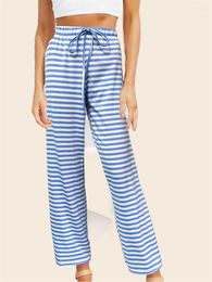 Women's Sleepwear Cotton Long Pyjama Pants Comfortable Soft Available In Big Sizes For Summer Sexy Stripe Design Drawstring Waist
