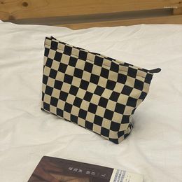 Cosmetic Bags Plaid Casual Makeup Travel Portable Storage Pouch Canvas Zipper Bag Mini Toiletry Printing Organizer Beauty Case