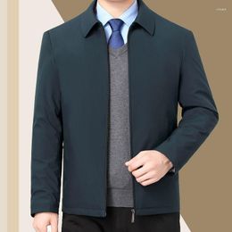 Men's Jackets 2023 Autumn Winter Causal Business Male Solid Colour Pockets Coats Mens Turn Down Collar Zipper D437