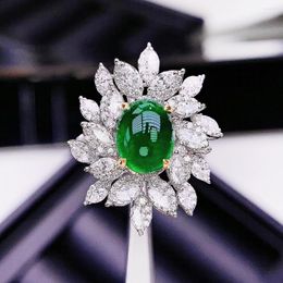 Cluster Rings GUILD HJY Colombia Origin Pure 18K Gold Jewelry 2.57ct Green Emerald Gemstones Diamonds Female For Women Fine