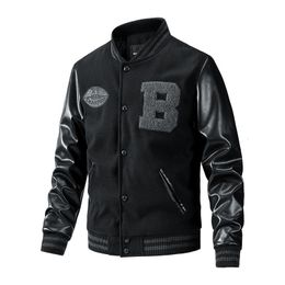 Mens Jackets Arrival Baseball Jacket Bomber Autumn Winter Clothing Leather Sleeve Thin Cotton Coats Size M3XL 230905