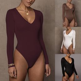 Women's Shapers V Neck Sexy Long Sleeve Shapewear Ultralight Bodysuit