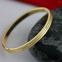 Bangle 3-Layered Smooth Oval Yellow Gold Filled Womens Bracelet