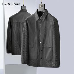 Mens Jackets Plus Size Thin Section Plaid Spring Autumn Business Casual Baggy Lapel Coats Male Brand Clothes Black 6XL 7XL 230905