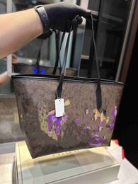 Designer Tote Bag Women Shopping Bag Handbag Fashion Purple Flower Luxury Tote Bags Large Capacity Women Shoulder HandBag